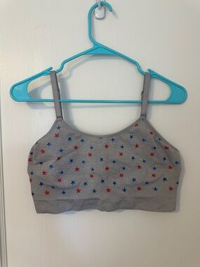 Cacique Lane Bryan Gray Star Print Bralette with Red & Blue Stars